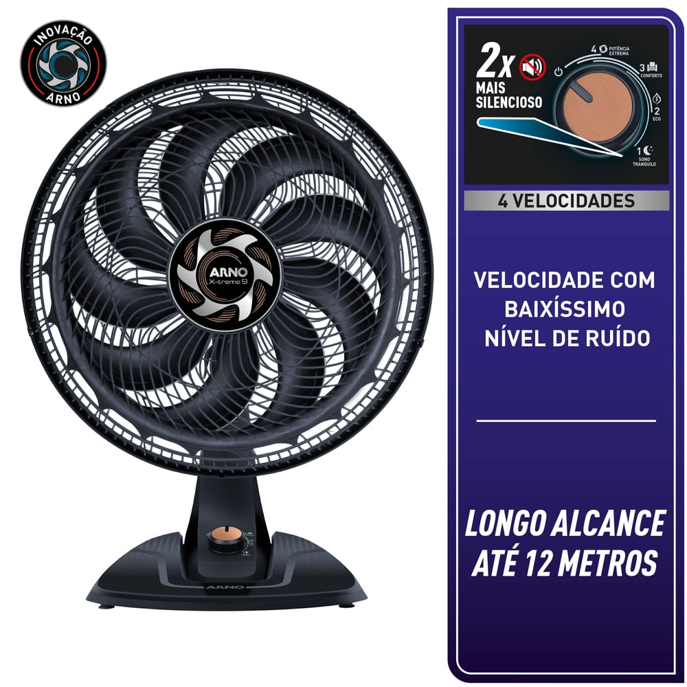 Ventilador de Mesa 40cm Arno X-TREME 9 4 Vel 160W VE94
