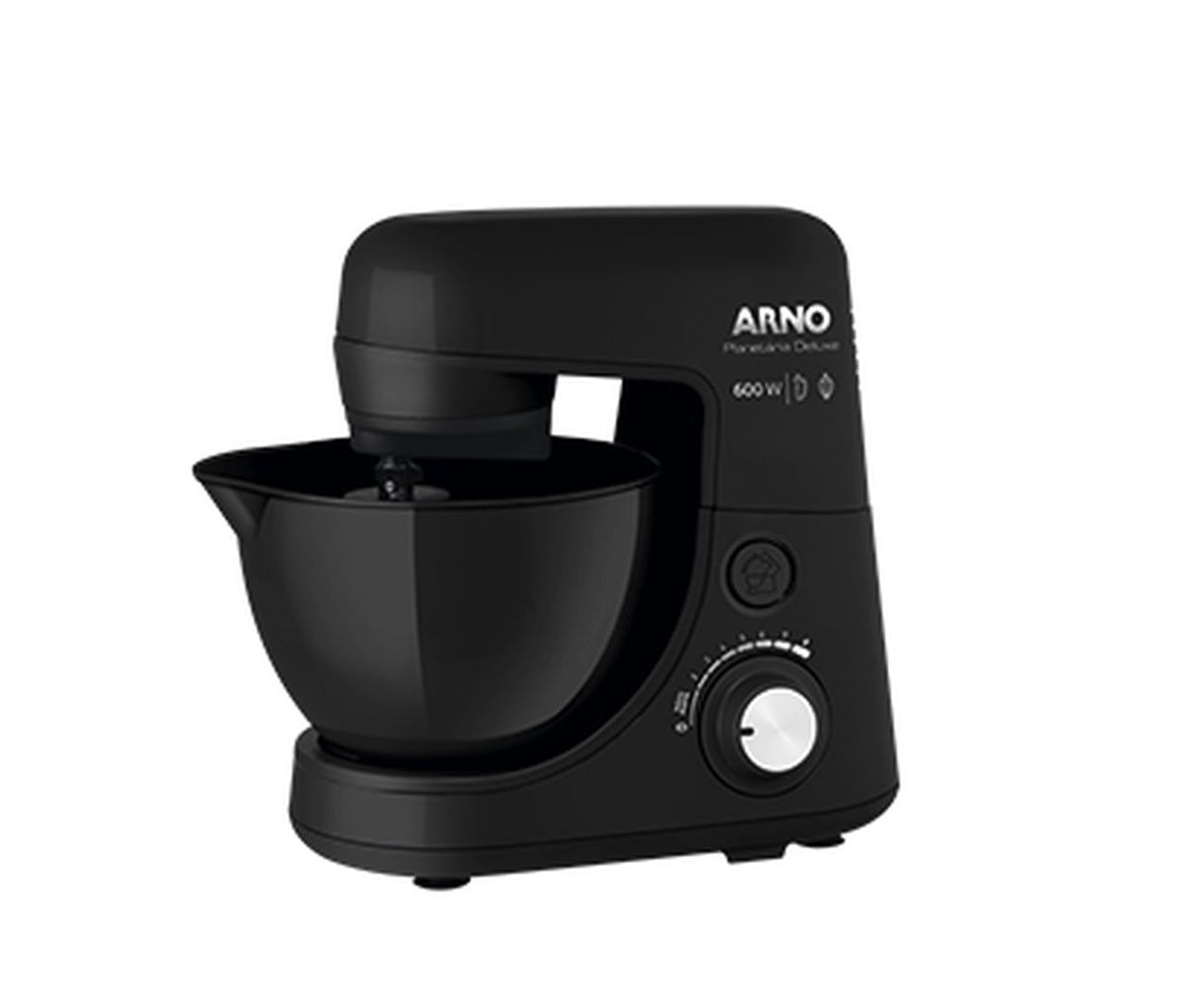 Batedeira Planetária Arno Nova Deluxe 600W com 2 Batedores e 8 Velocidades Preta SX34