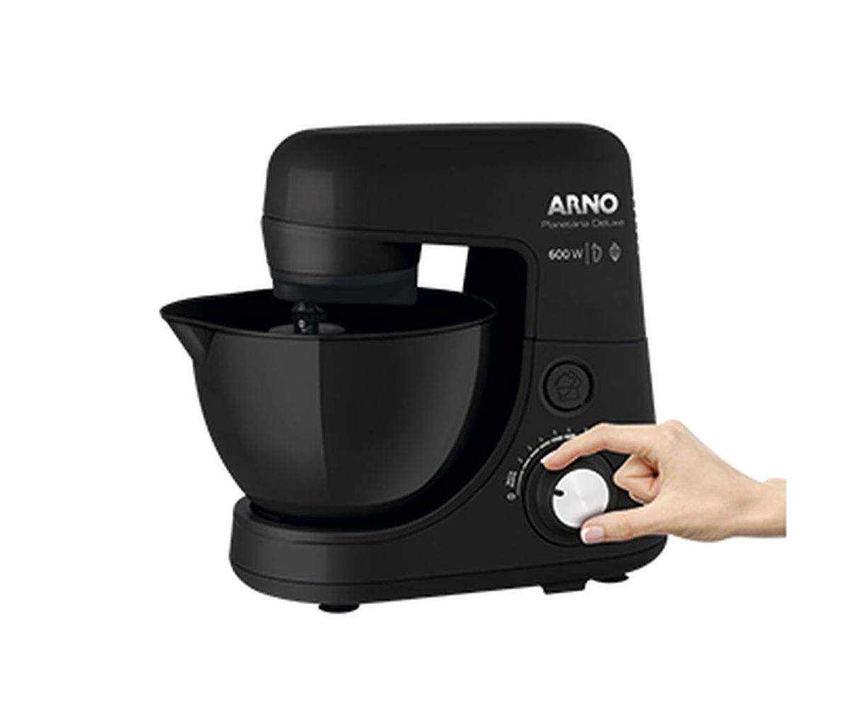 Batedeira Planetária Arno Nova Deluxe 600W com 2 Batedores e 8 Velocidades Preta SX34