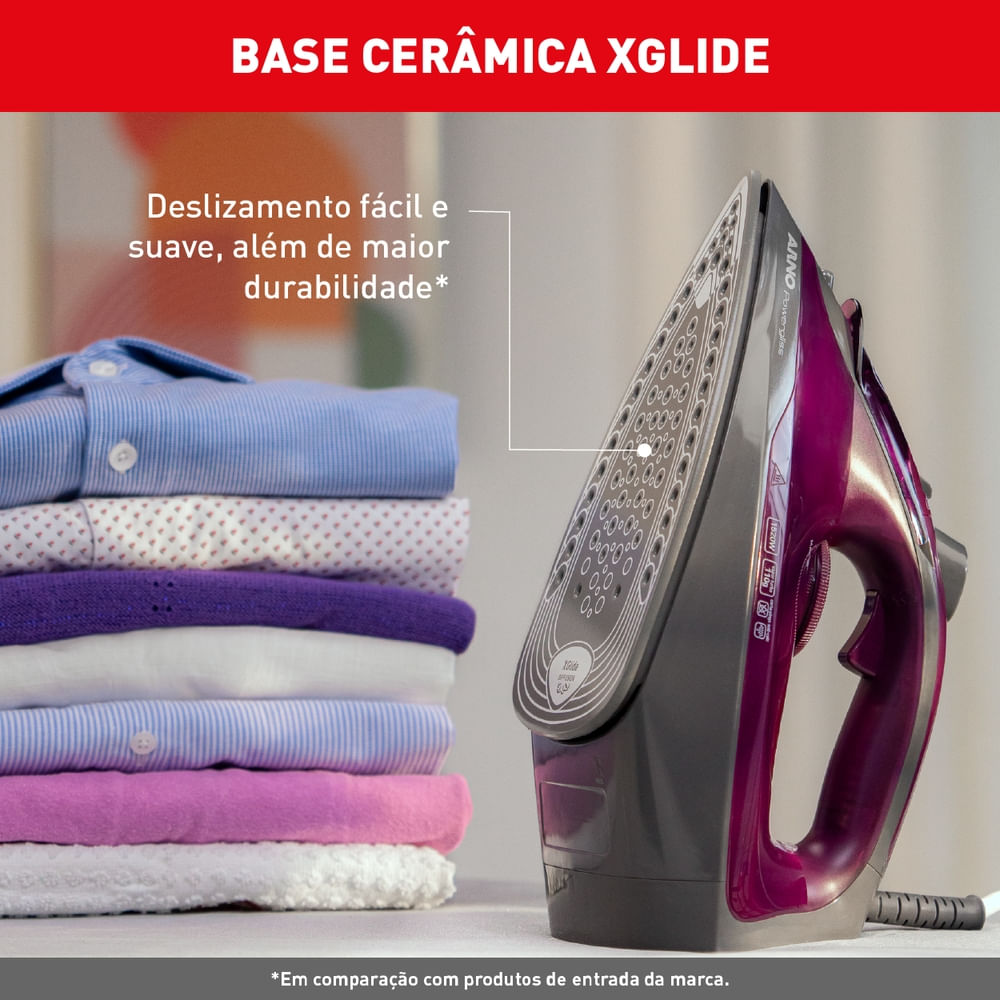 Ferro a vapor Arno Powergliss com Base XGlide e Vapor Contínuo FPO1
