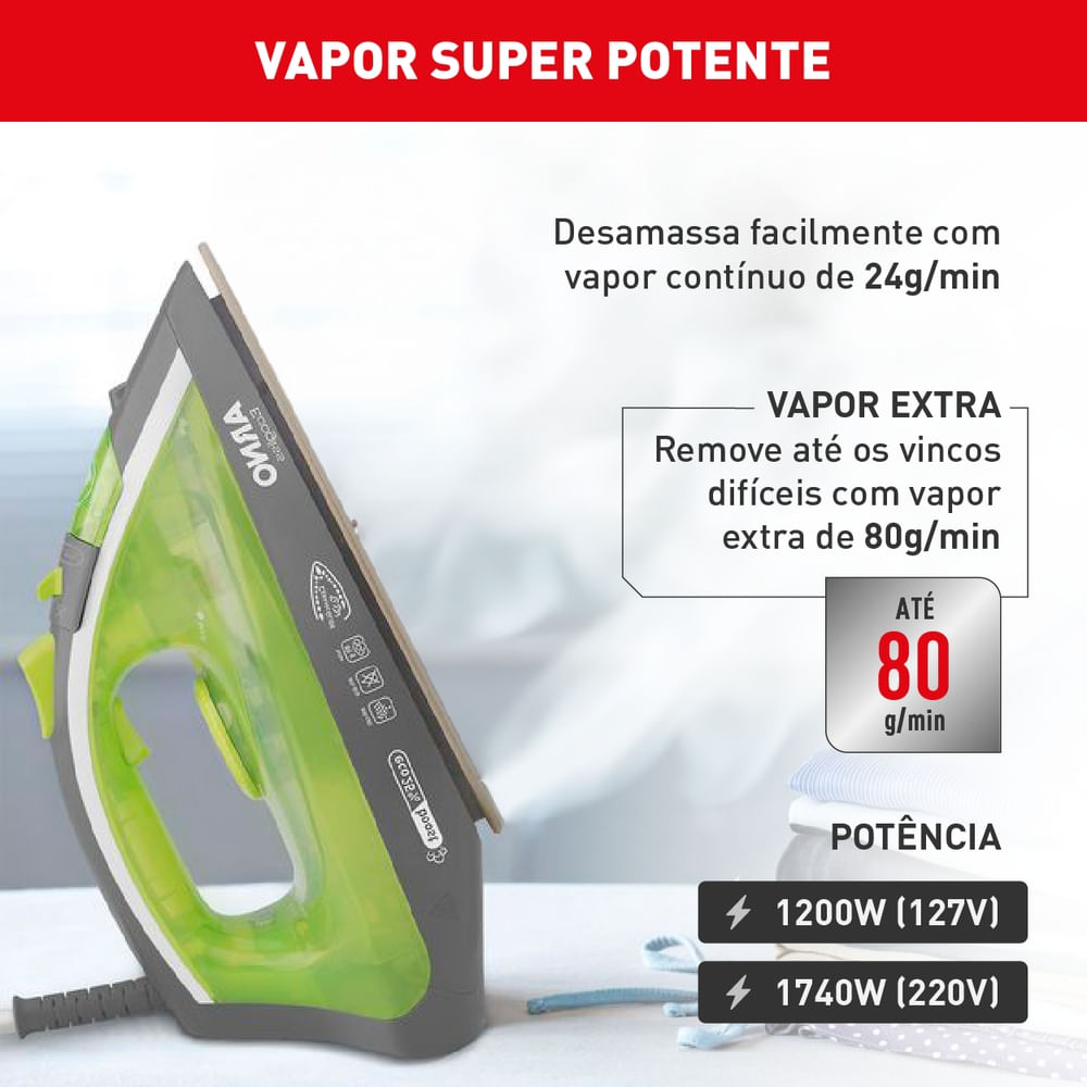 Ferro a vapor Arno Ecogliss com Modo Econômico FEC1