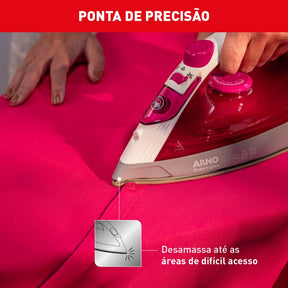 Ferro a Vapor Elétrico Arno Steamgliss Base Ampla de Cerâmica e Ponta de Precisão FSGC