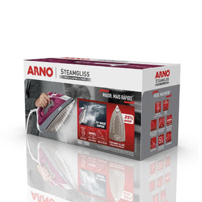 Ferro a Vapor Elétrico Arno Steamgliss Base Ampla de Cerâmica e Ponta de Precisão FSGC