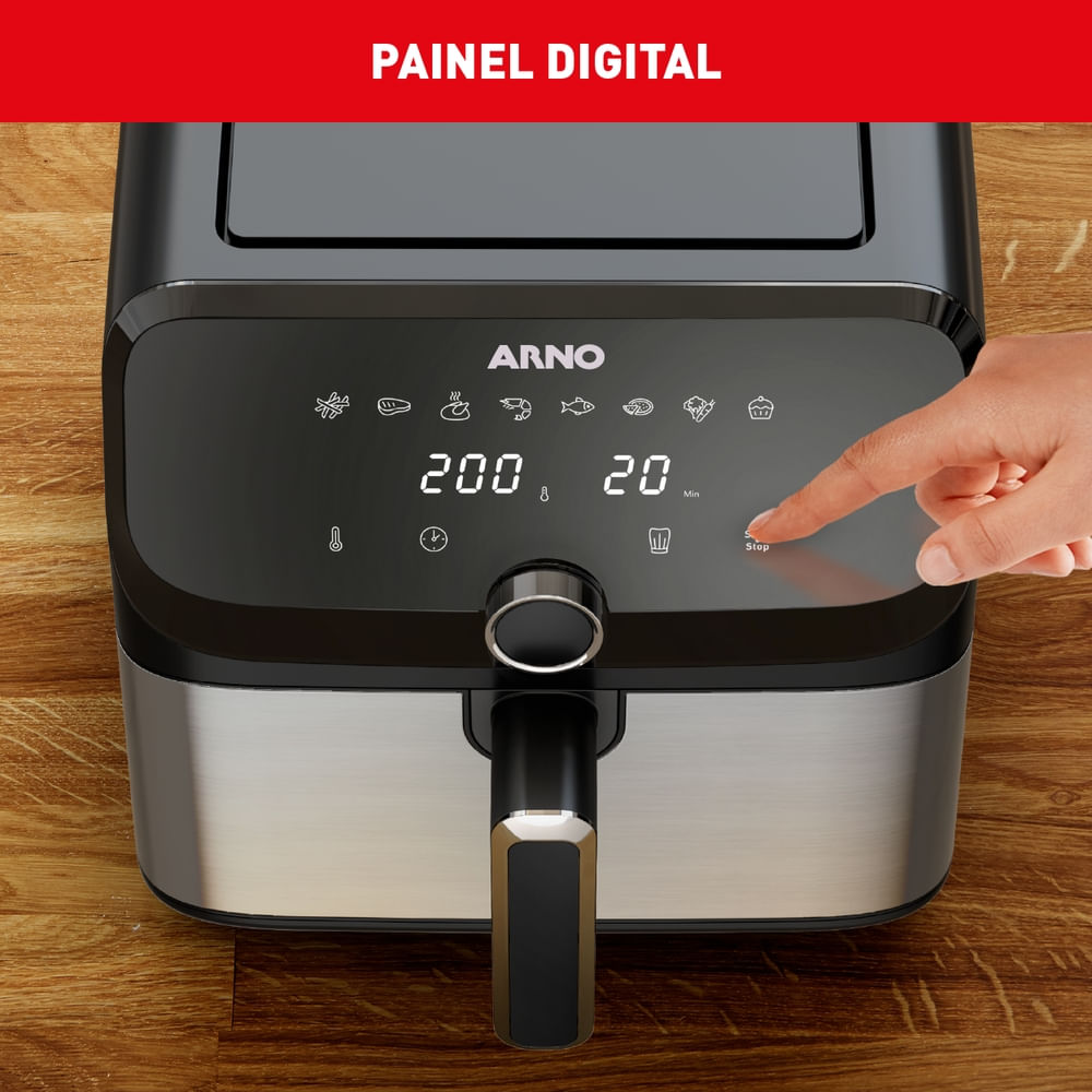Fritadeira Air Fryer Arno Mega Digital 7,5L Inox AFD7