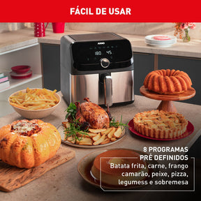 Fritadeira Air Fryer Arno Mega Digital 7,5L Inox AFD7