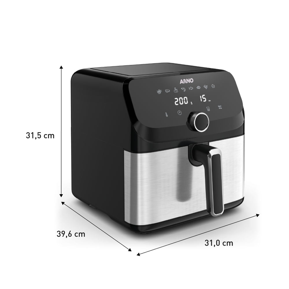 Fritadeira Air Fryer Arno Mega Digital 7,5L Inox AFD7