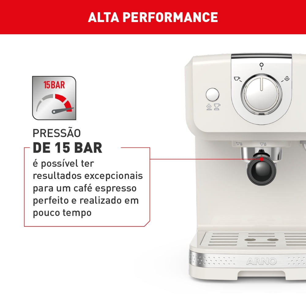 Cafeteira Arno Espresso Steam e Pump Opio Soleil Marfim SCSP
