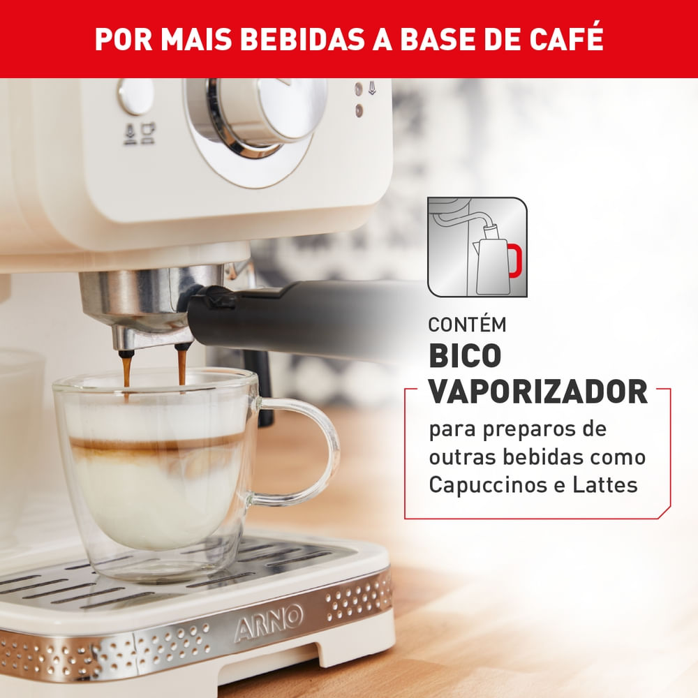 Cafeteira Arno Espresso Steam e Pump Opio Soleil Marfim SCSP