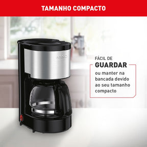 Cafeteira Filtro Arno Perfectta Inox com 600ml de Capacidade e Jarra de Vidro CFPI