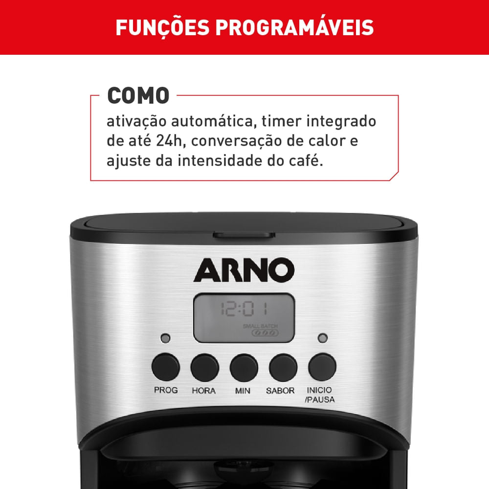 Cafeteira Filtro Digital Arno New Element com 1,8L Tubo misturador e Funções Programáveis CFNE