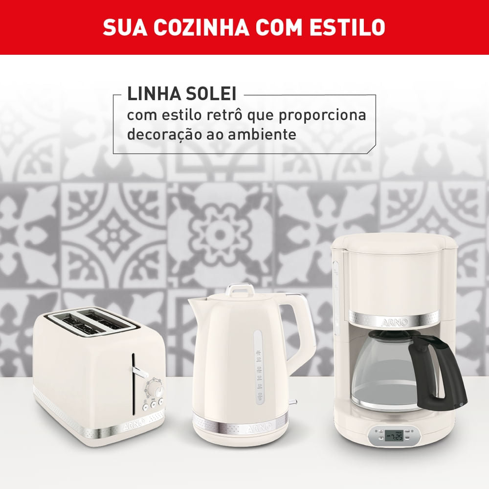 Torradeira Arno Linha Soleil Com 7 Níveis de Tostagem e Bandeja Removível Marfim STOA