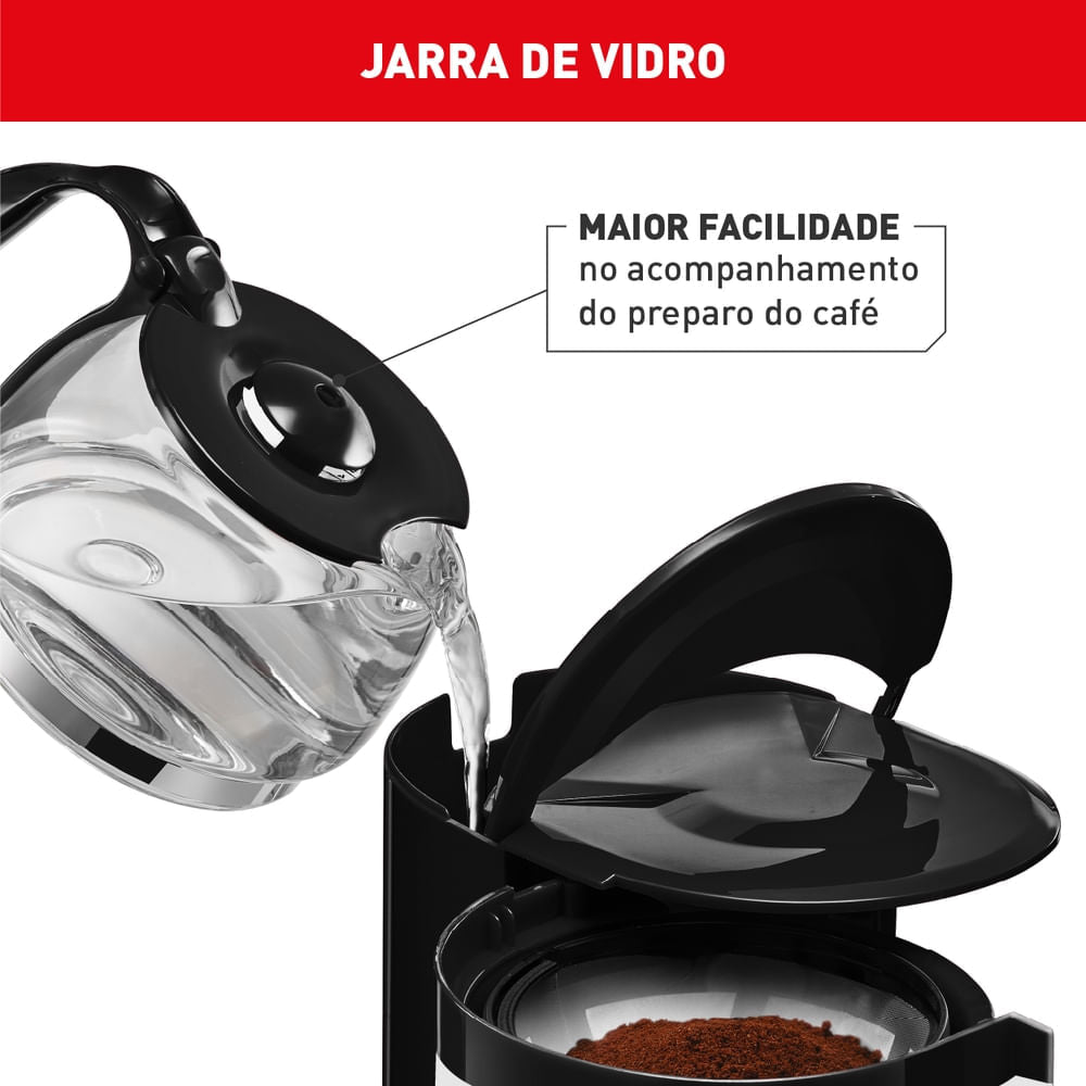 Cafeteira Filtro Arno Perfectta Inox com 600ml de Capacidade e Jarra de Vidro CFPI