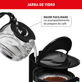 Cafeteira Filtro Arno Perfectta Inox com 600ml de Capacidade e Jarra de Vidro CFPI