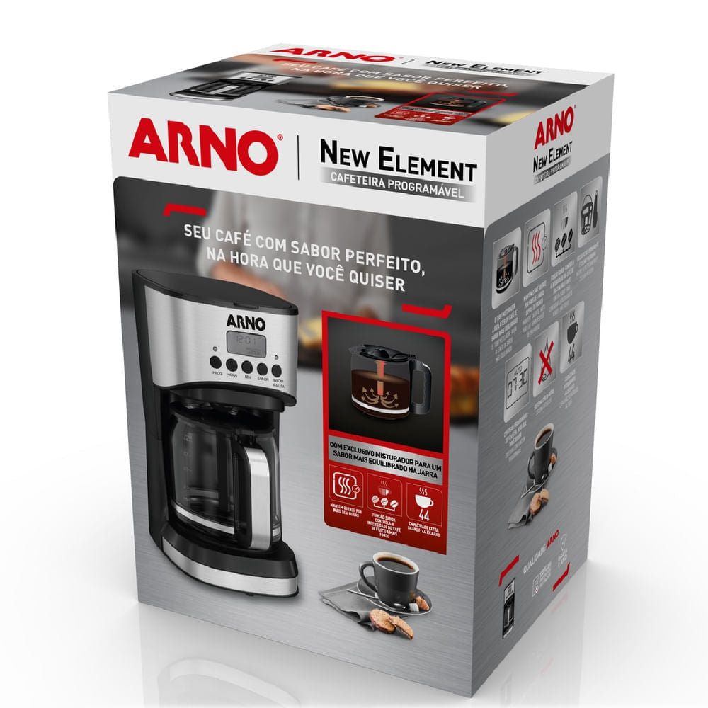 Cafeteira Filtro Digital Arno New Element com 1,8L Tubo misturador e Funções Programáveis CFNE