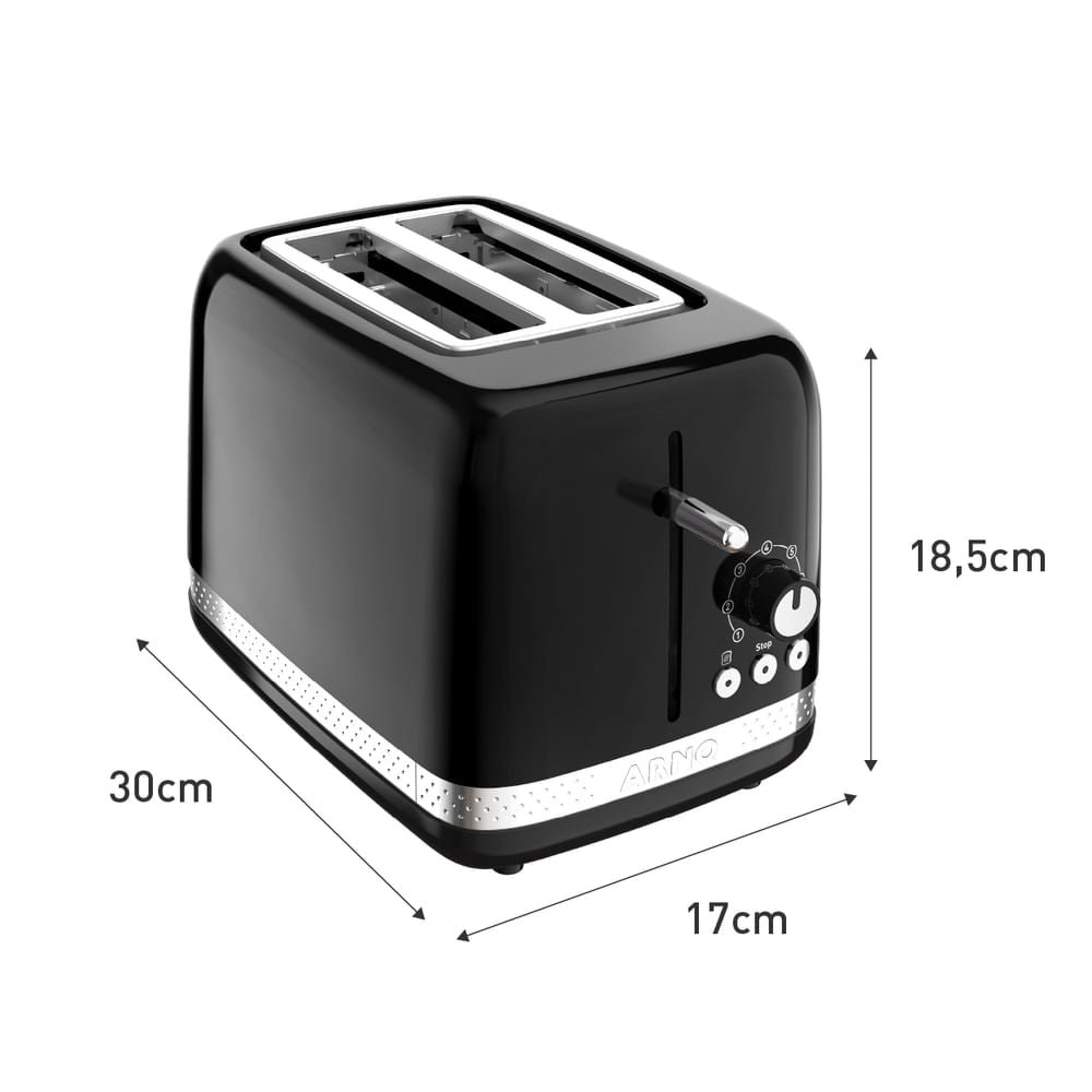 Torradeira Arno Soleil com 7 níveis de tostagem Preta SPTO