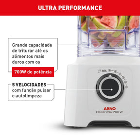 Liquidificador Arno Power Max 700W Branco com Jarra de 3,1 litros LN51