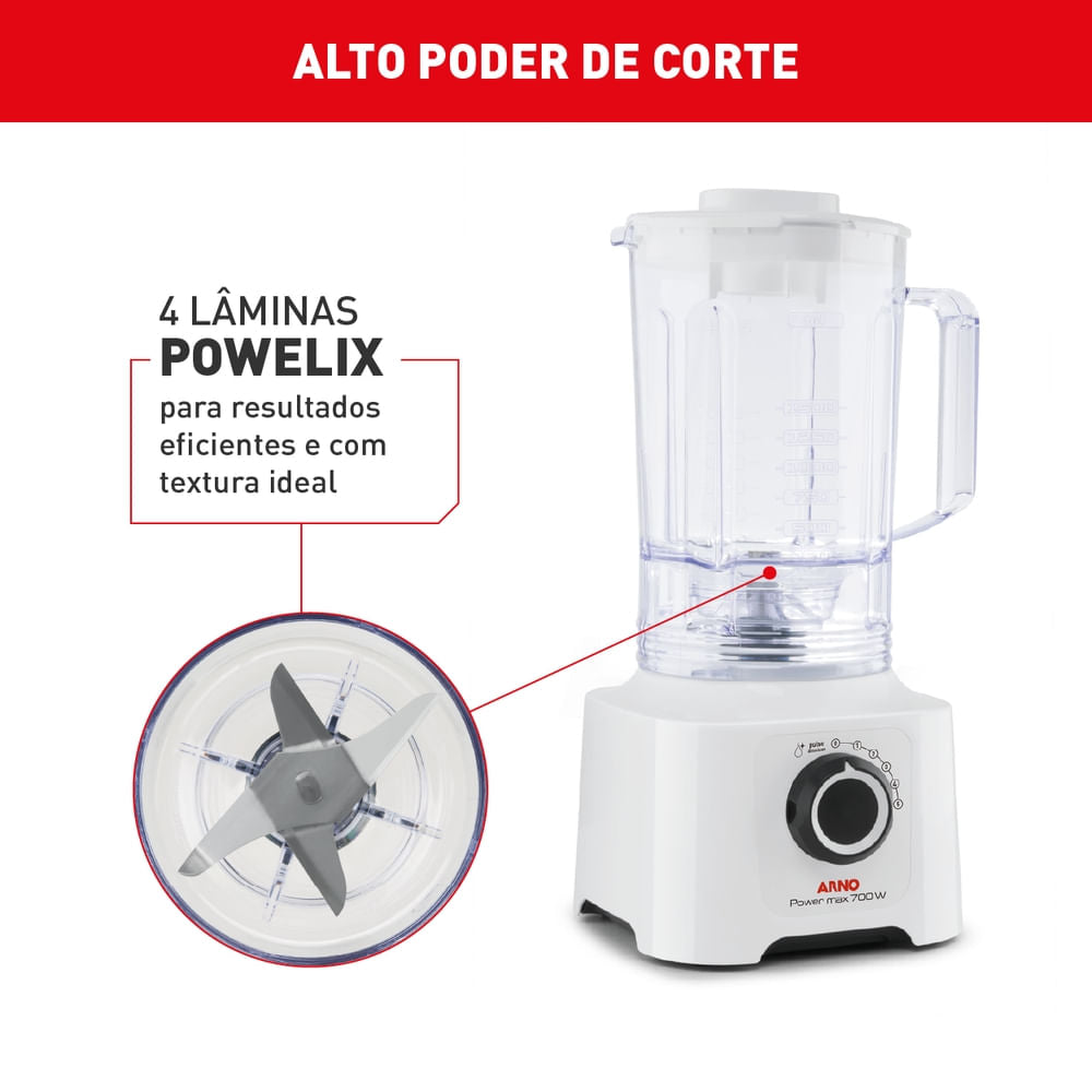 Liquidificador Arno Power Max 700W Branco com Jarra de 3,1 litros LN51