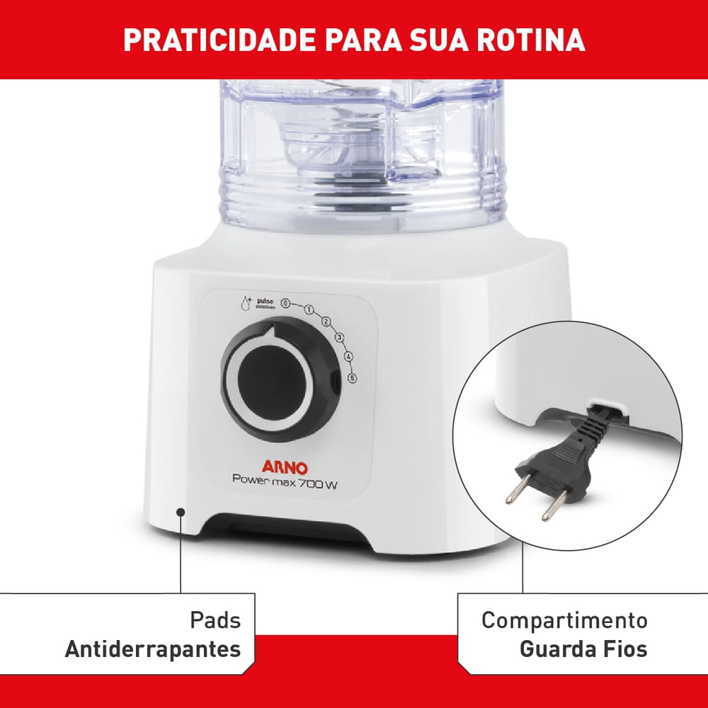 Liquidificador Arno Power Max 700W Branco com Jarra de 3,1 litros LN51