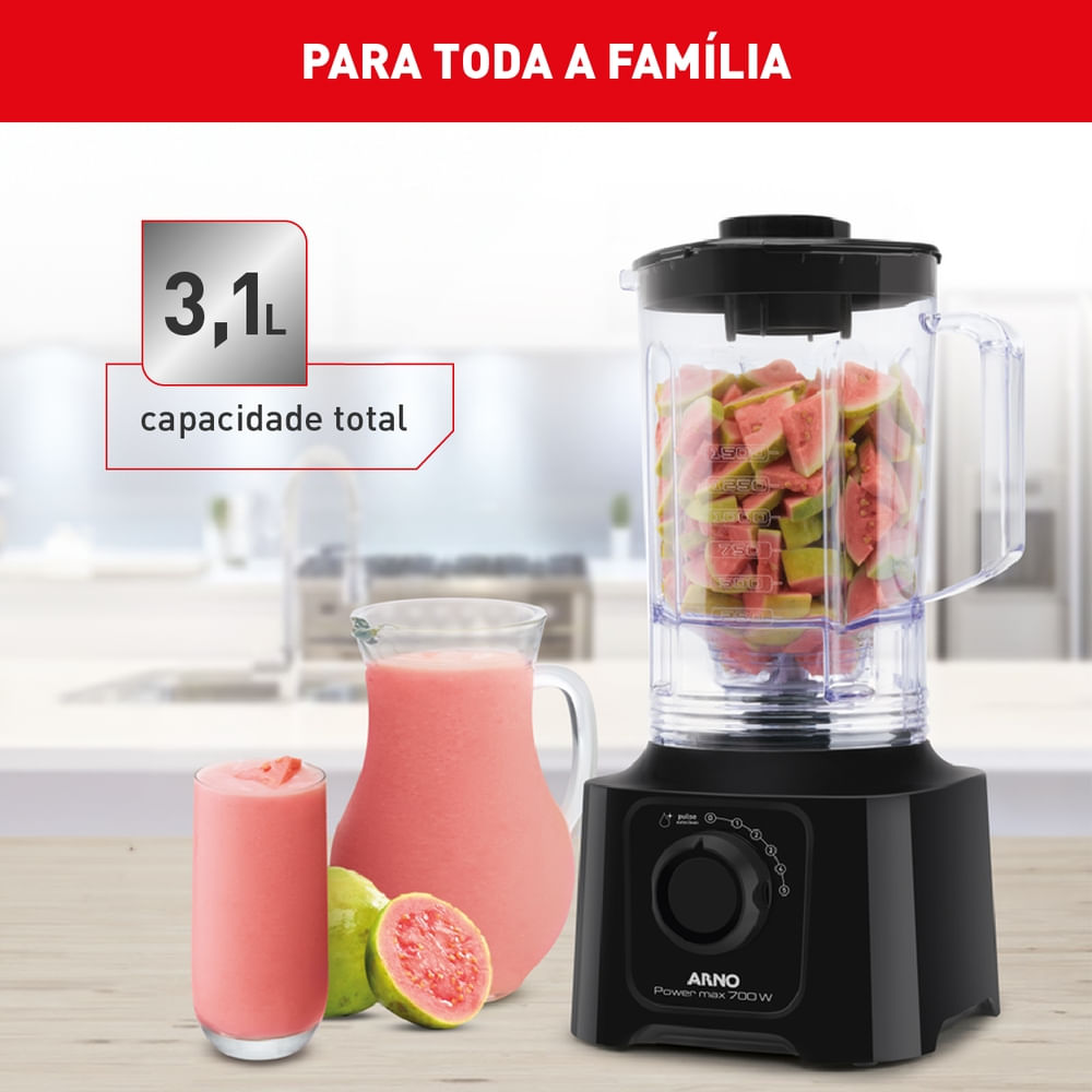 Liquidificador Arno Power Max 700W Preto com Jarra de 3,1 litros LN50
