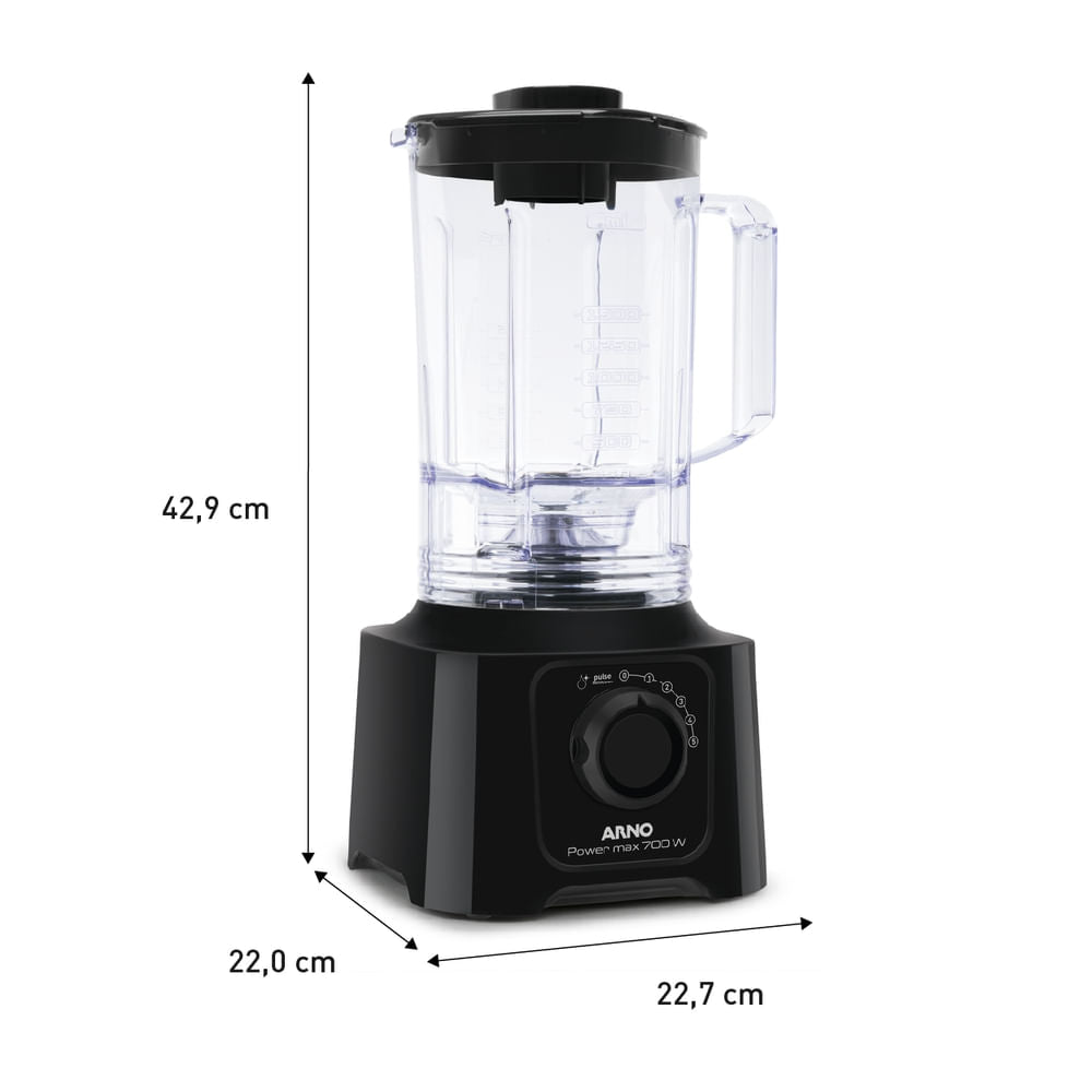Liquidificador Arno Power Max 700W Preto com Jarra de 3,1 litros LN50
