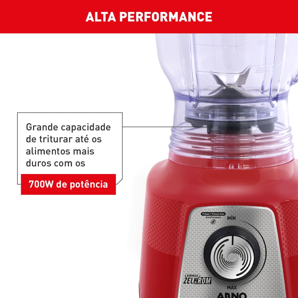 Liquidificador Arno Power Mix Limpa Fácil 700W Vermelho LQ36