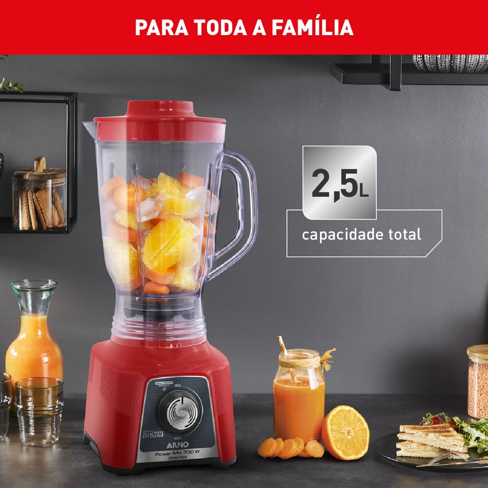 Liquidificador Arno Power Mix Limpa Fácil 700W Vermelho LQ36