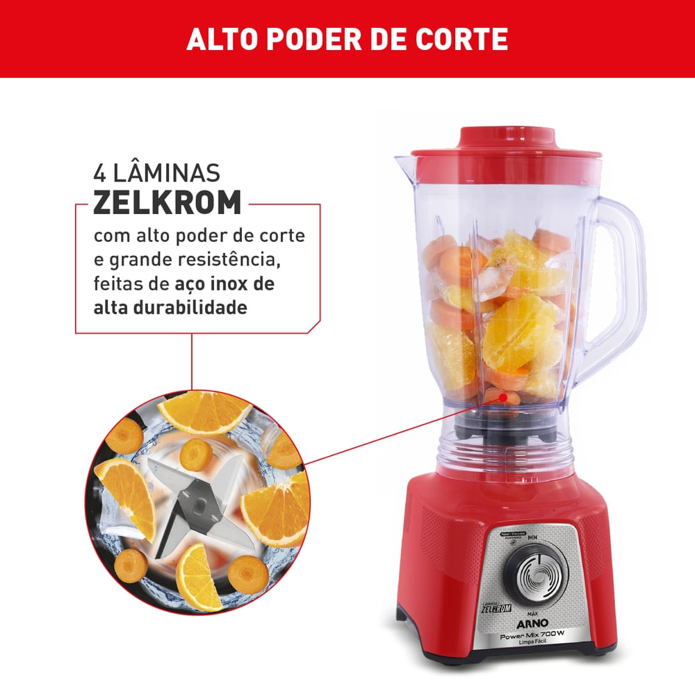Liquidificador Arno Power Mix Limpa Fácil 700W Vermelho LQ36