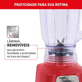 Liquidificador Arno Power Mix Limpa Fácil 700W Vermelho LQ36