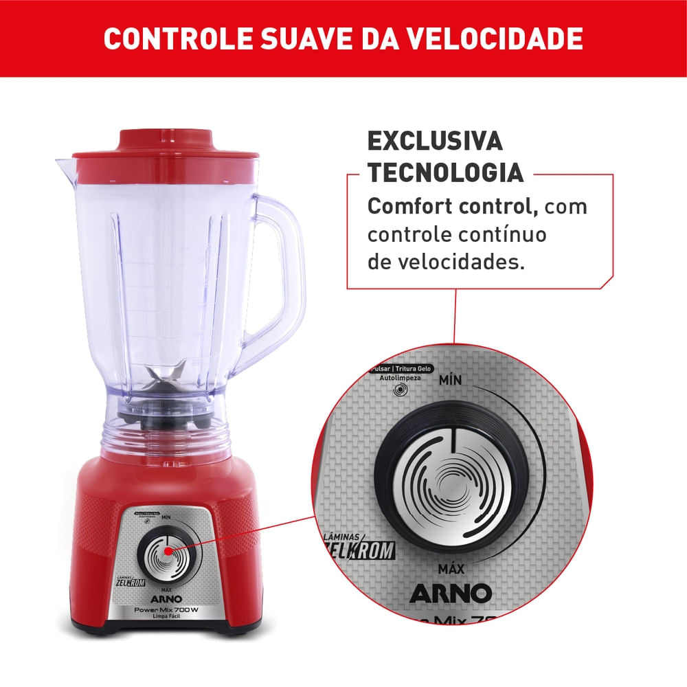 Liquidificador Arno Power Mix Limpa Fácil 700W Vermelho LQ36