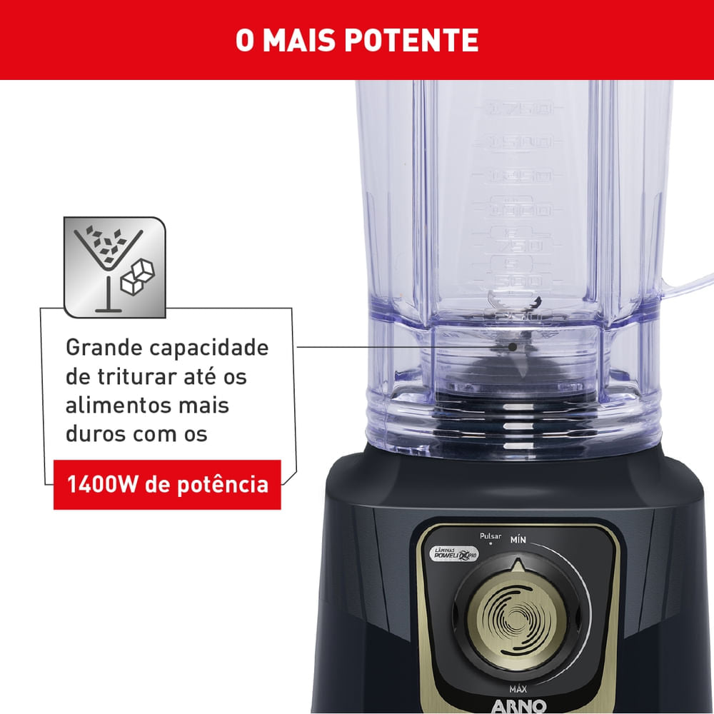 Liquidificador Arno Power Max Autolock 1400W Cinza LN82
