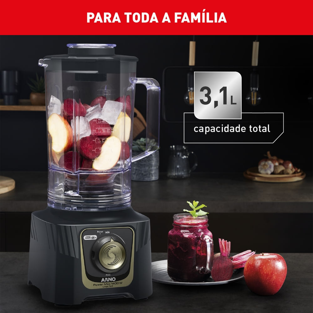 Liquidificador Arno Power Max Autolock 1400W Cinza LN82