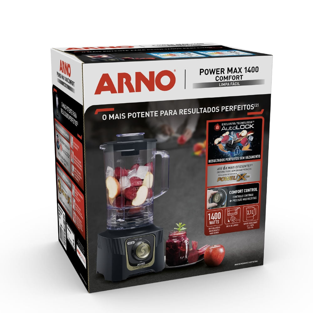Liquidificador Arno Power Max Autolock 1400W Cinza LN82