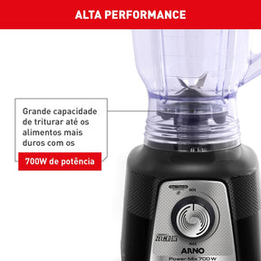 Liquidificador Arno Power Mix Limpa Fácil 700W Comfort Preto LQ35