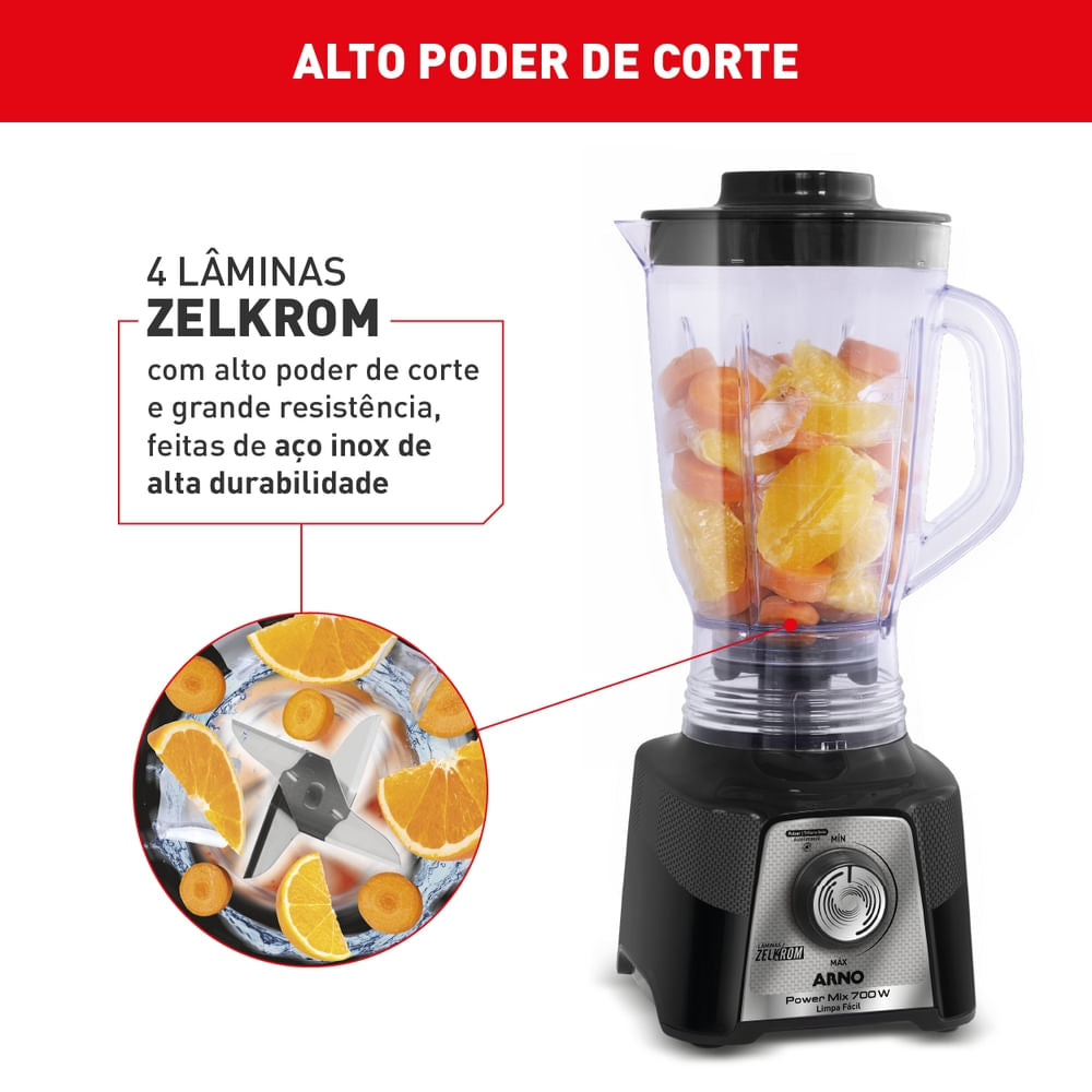 Liquidificador Arno Power Mix Limpa Fácil 700W Comfort Preto LQ35