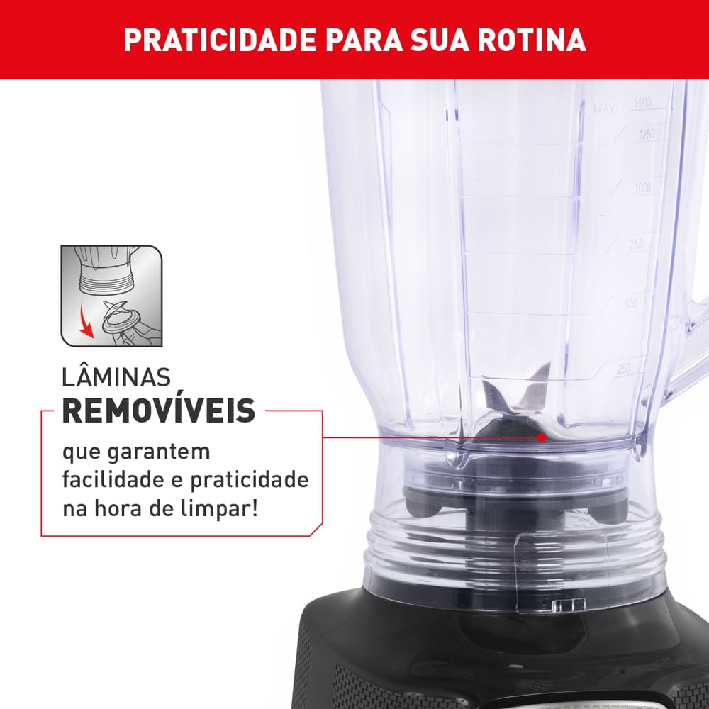 Liquidificador Arno Power Mix Limpa Fácil 700W Comfort Preto LQ35