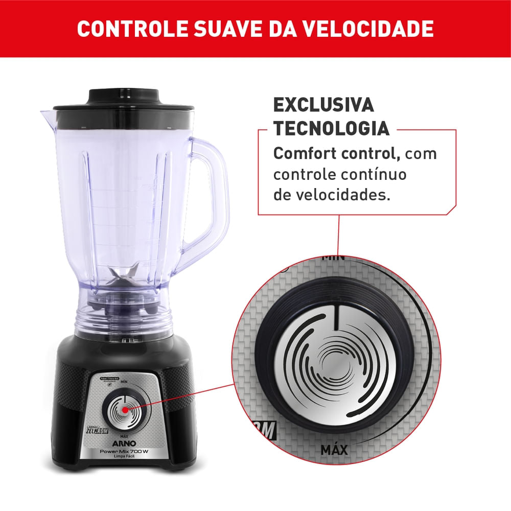 Liquidificador Arno Power Mix Limpa Fácil 700W Comfort Preto LQ35