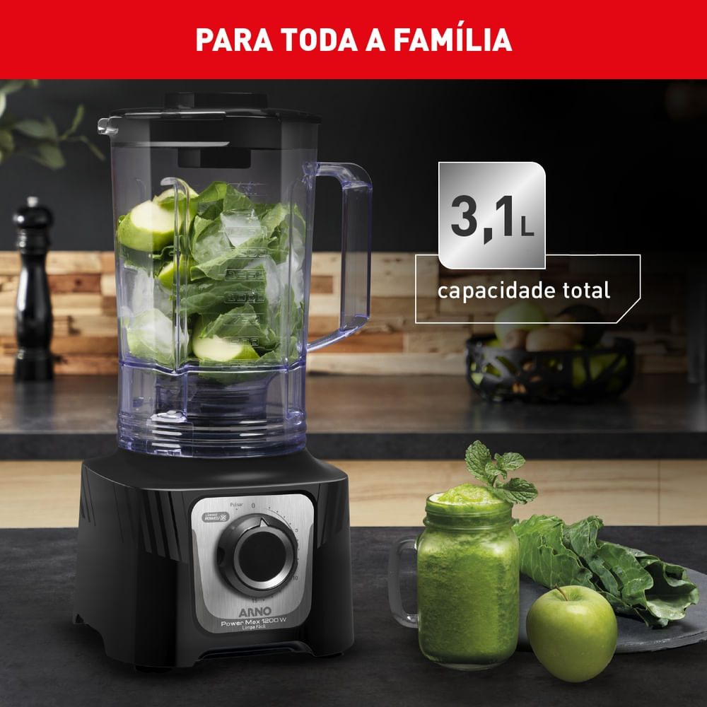 Liquidificador Arno Power Max 1200W Limpa Fácil Preto LN78