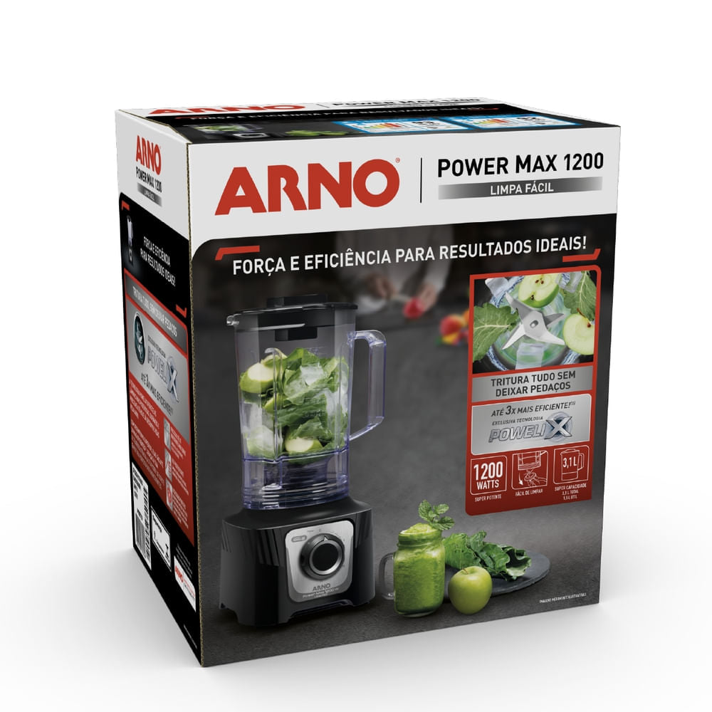 Liquidificador Arno Power Max 1200W Limpa Fácil Preto LN78