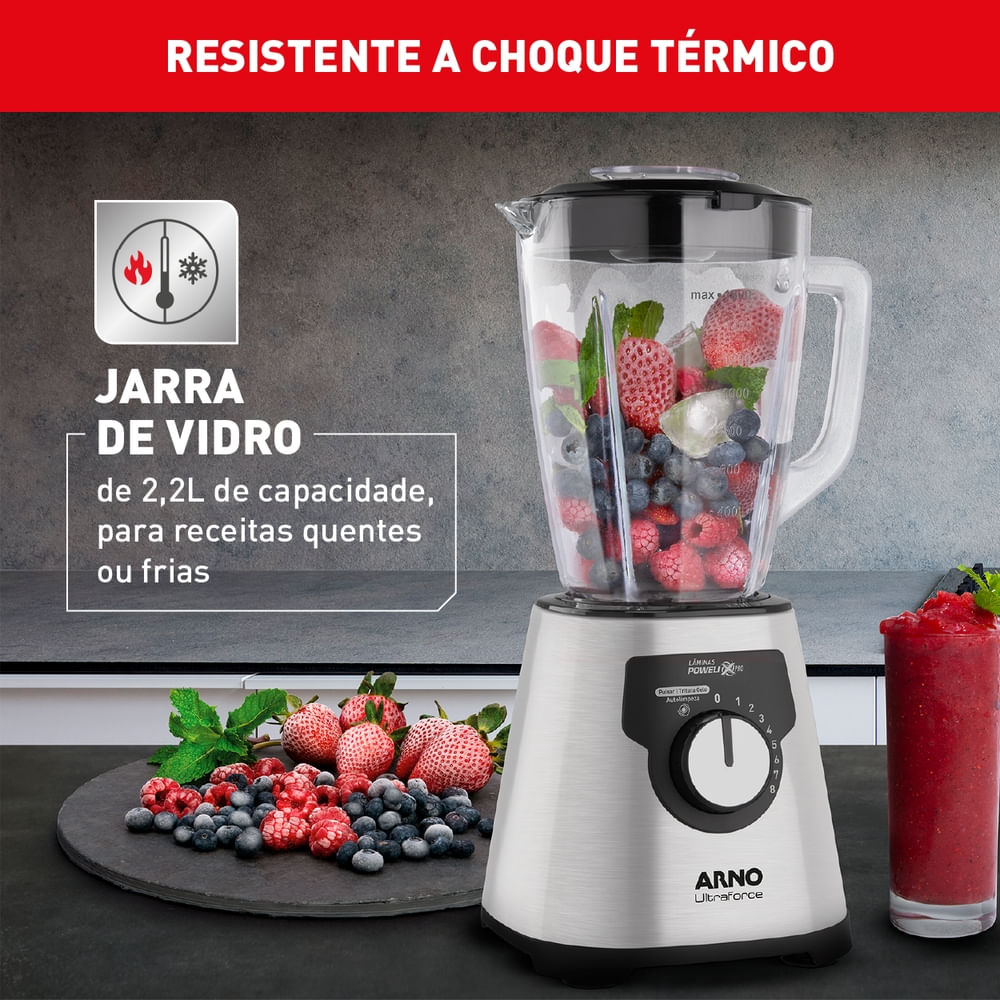 Liquidificador Arno Ultraforce Inox Jarra de Vidro LN92