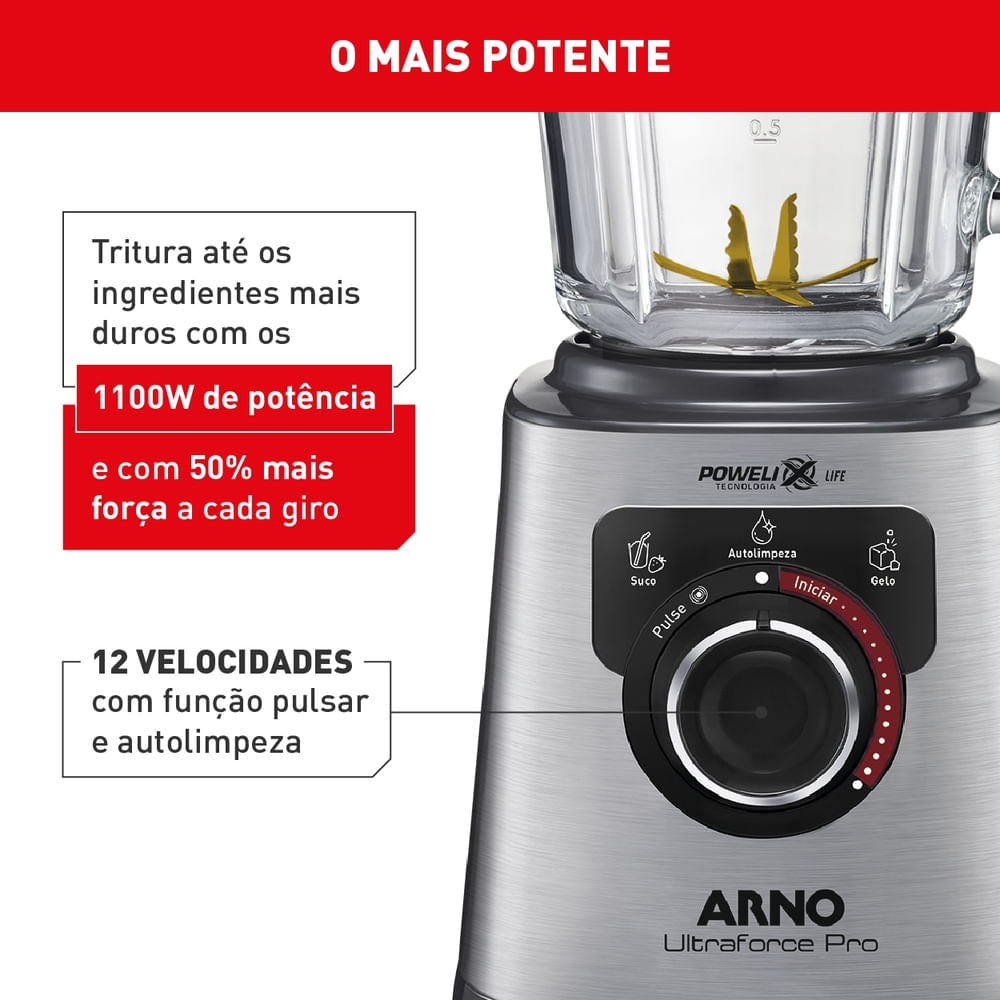 Liquidificador Arno Ultraforce Pro Inox Vidro LN93
