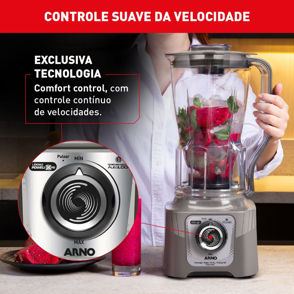 Liquidificador Arno Power Max XXL 1400W Cinza LN87