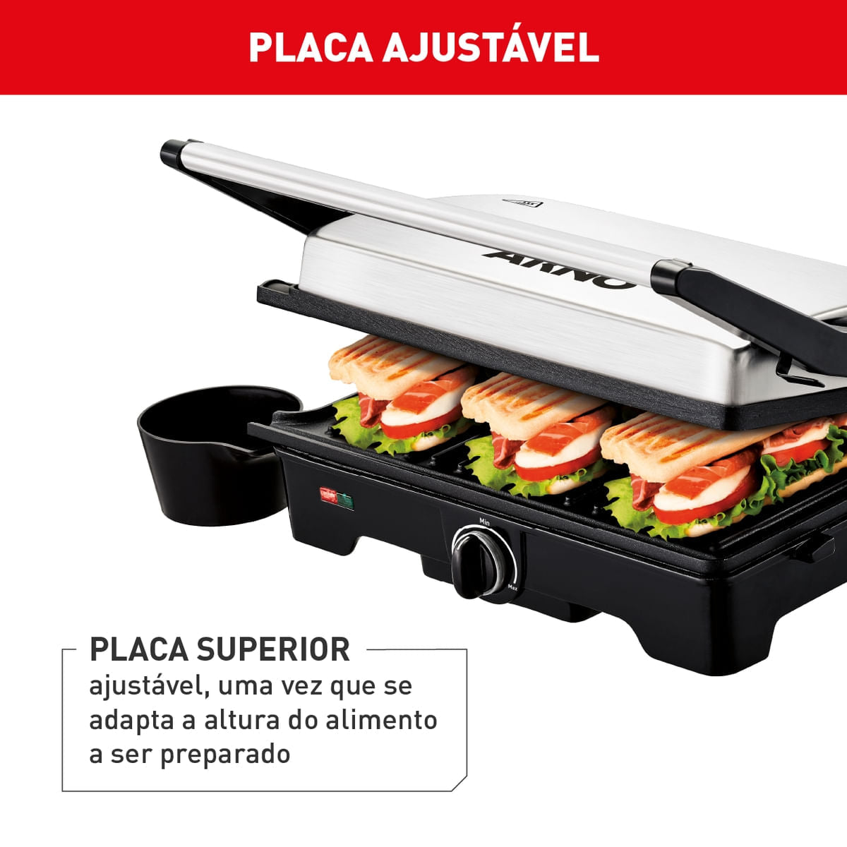 Grill Arno Dual Inox com abertura de 180° GNOX