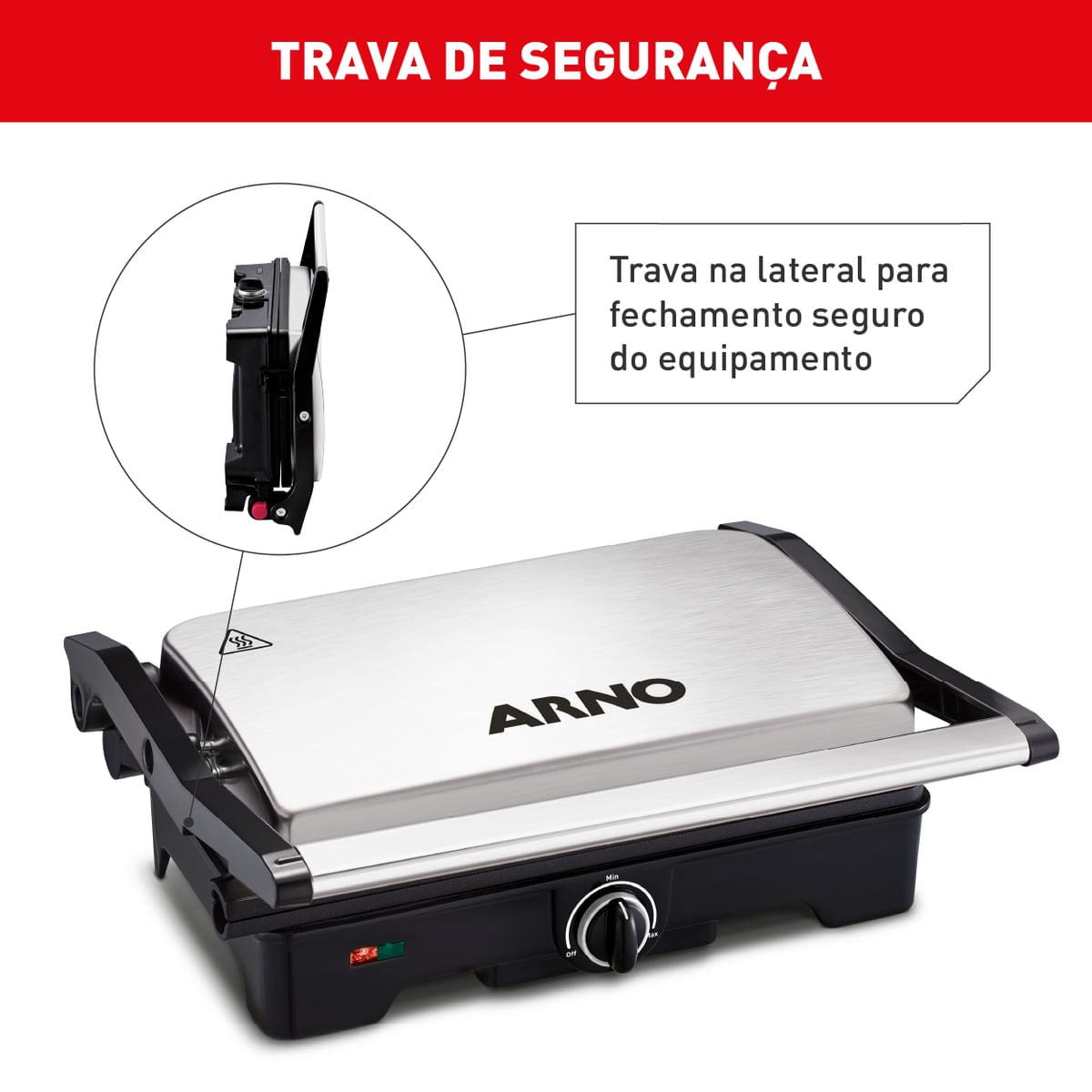 Grill Arno Dual Inox com abertura de 180° GNOX