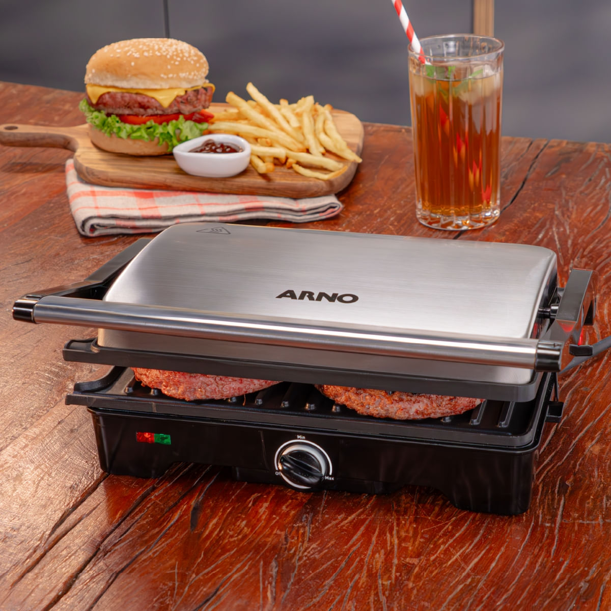 Grill Arno Dual Inox com abertura de 180° GNOX