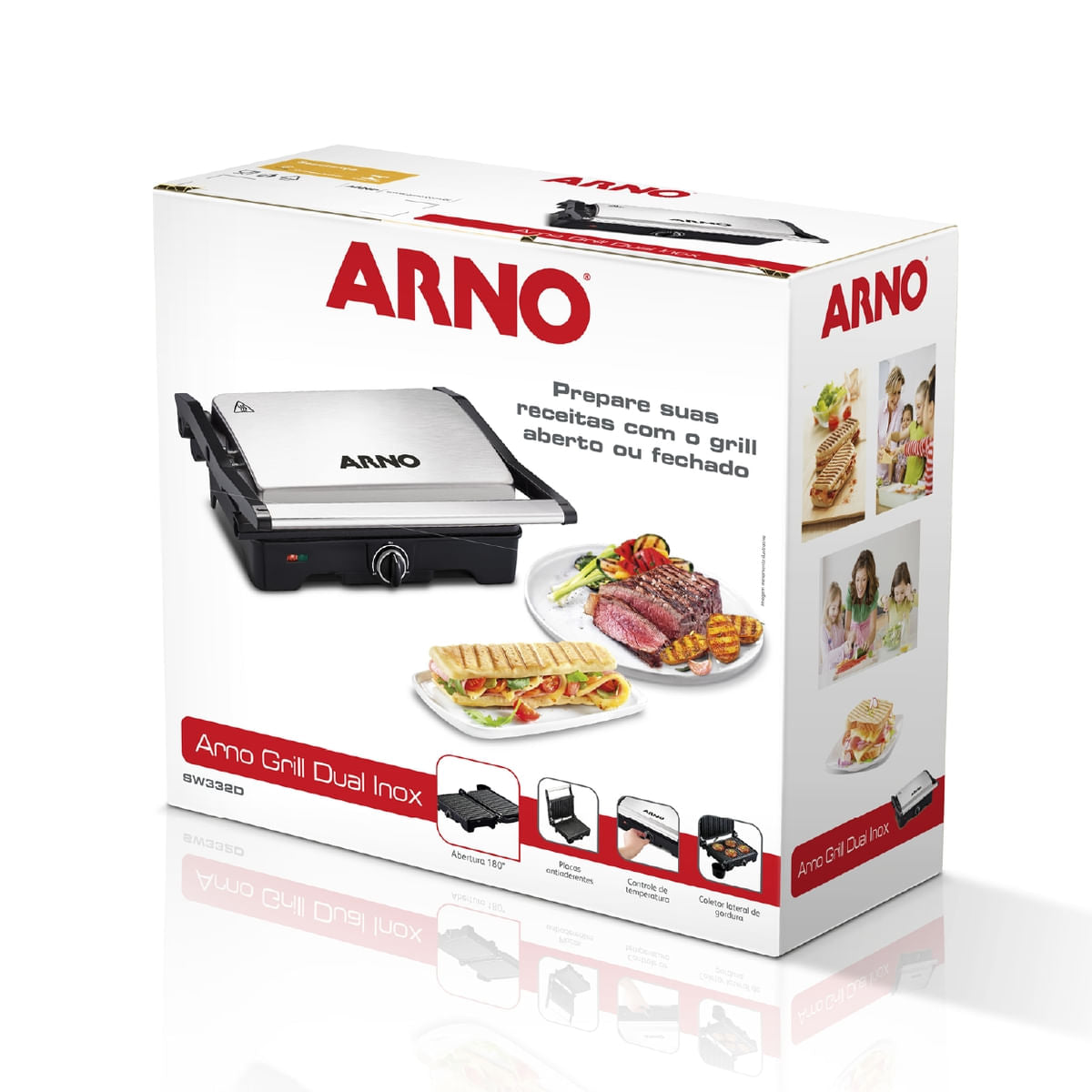 Grill Arno Dual Inox com abertura de 180° GNOX