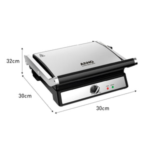 Super Grill e Sanduicheira Arno Inox com Abertura 180 Graus e Placas Antiaderentes GGRA