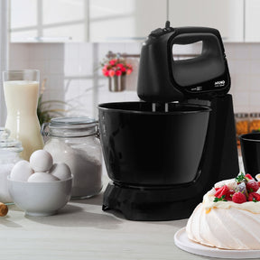 Batedeira Arno Mini Chef Portátil 400W com 2 Tigelas de 4 Litros 4 velocidades Função Pulsar Preta HM11