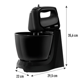 Batedeira Arno Mini Chef Portátil 400W com 2 Tigelas de 4 Litros 4 velocidades Função Pulsar Preta HM11