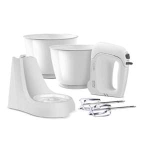 Batedeira Arno Mini Chef Portátil 400W com 2 Tigelas de 4 Litros 4 velocidades Função Pulsar Branca HM10