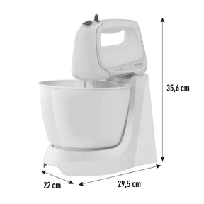 Batedeira Arno Mini Chef Portátil 400W com 2 Tigelas de 4 Litros 4 velocidades Função Pulsar Branca HM10